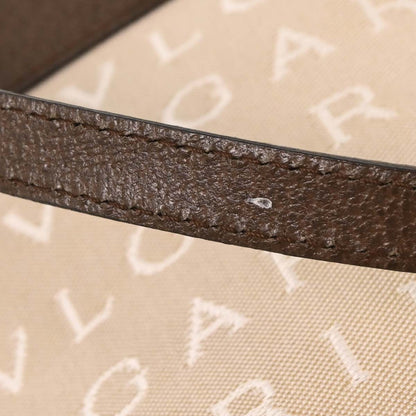 Bvlgari Logomania Shoulder Bag Canvas with Leather, BEIGE, CANVAS, Shoulder bag