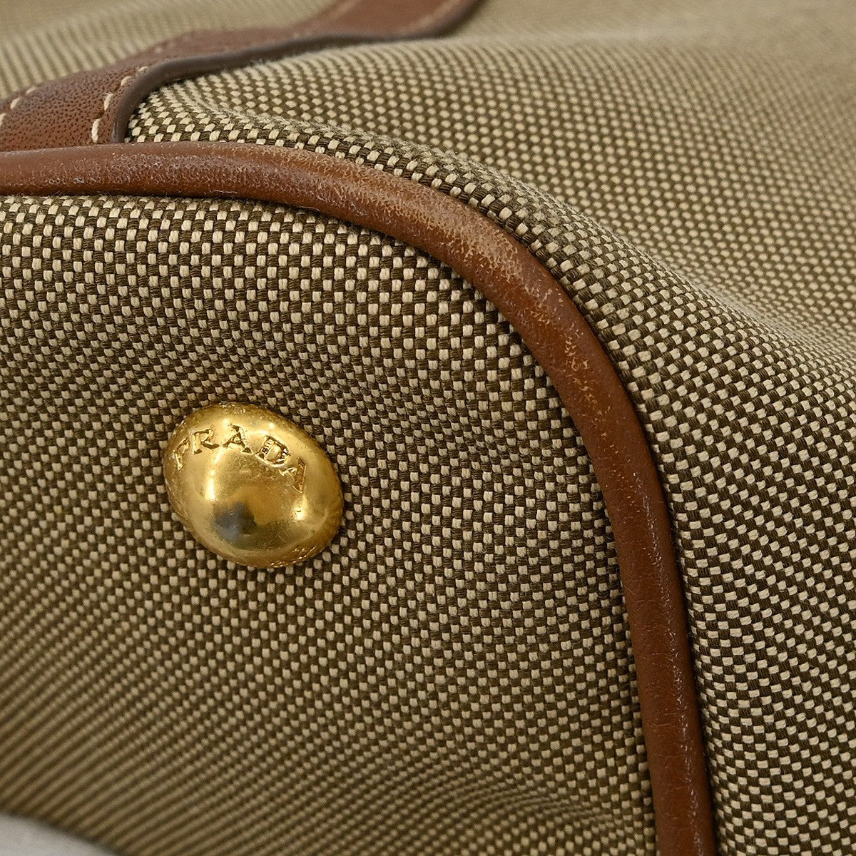 Prada Logo Convertible Tote Canvas with Leather, BEIGE, CANVAS, Tote bag