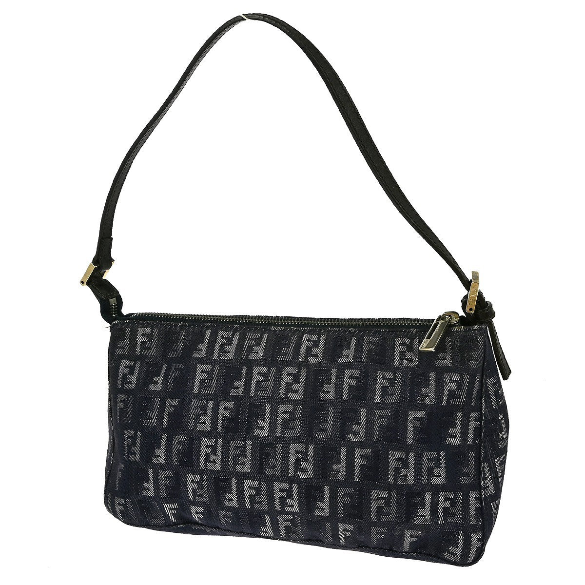 Fendi Belted Pochette Zucca Canvas, BLUE, CANVAS, Clutche & pouche