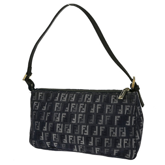 Fendi Belted Pochette Zucca Canvas, BLUE, CANVAS, Clutche & pouche