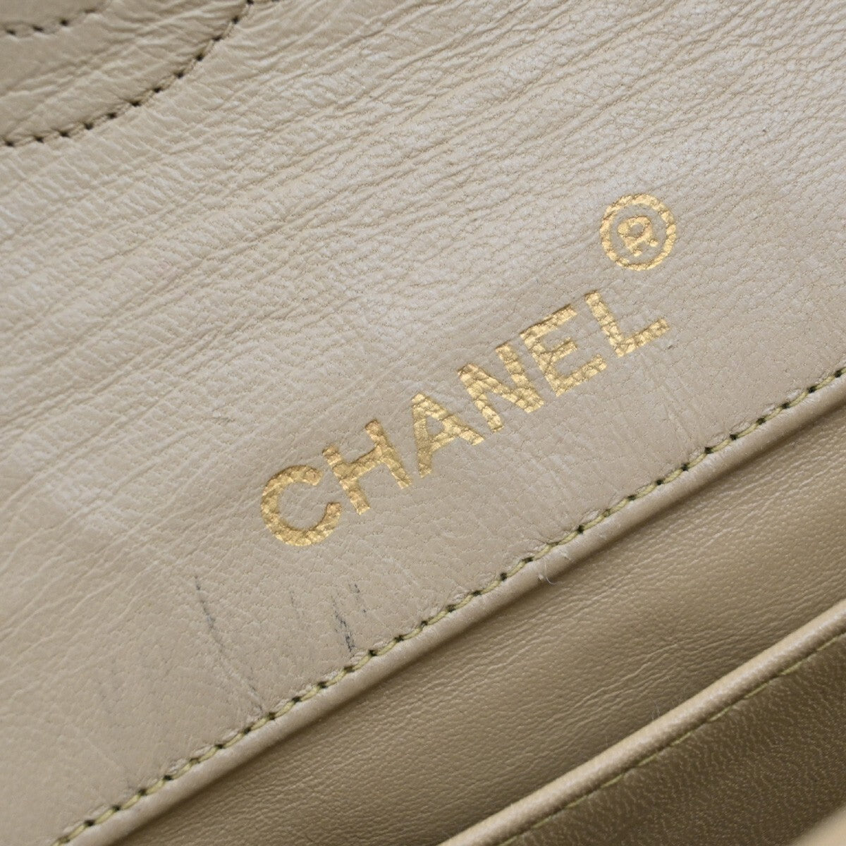 Chanel Vintage Envelope Flap Bag Quilted Lambskin, BEIGE, LEATHER, Clutche & pouche