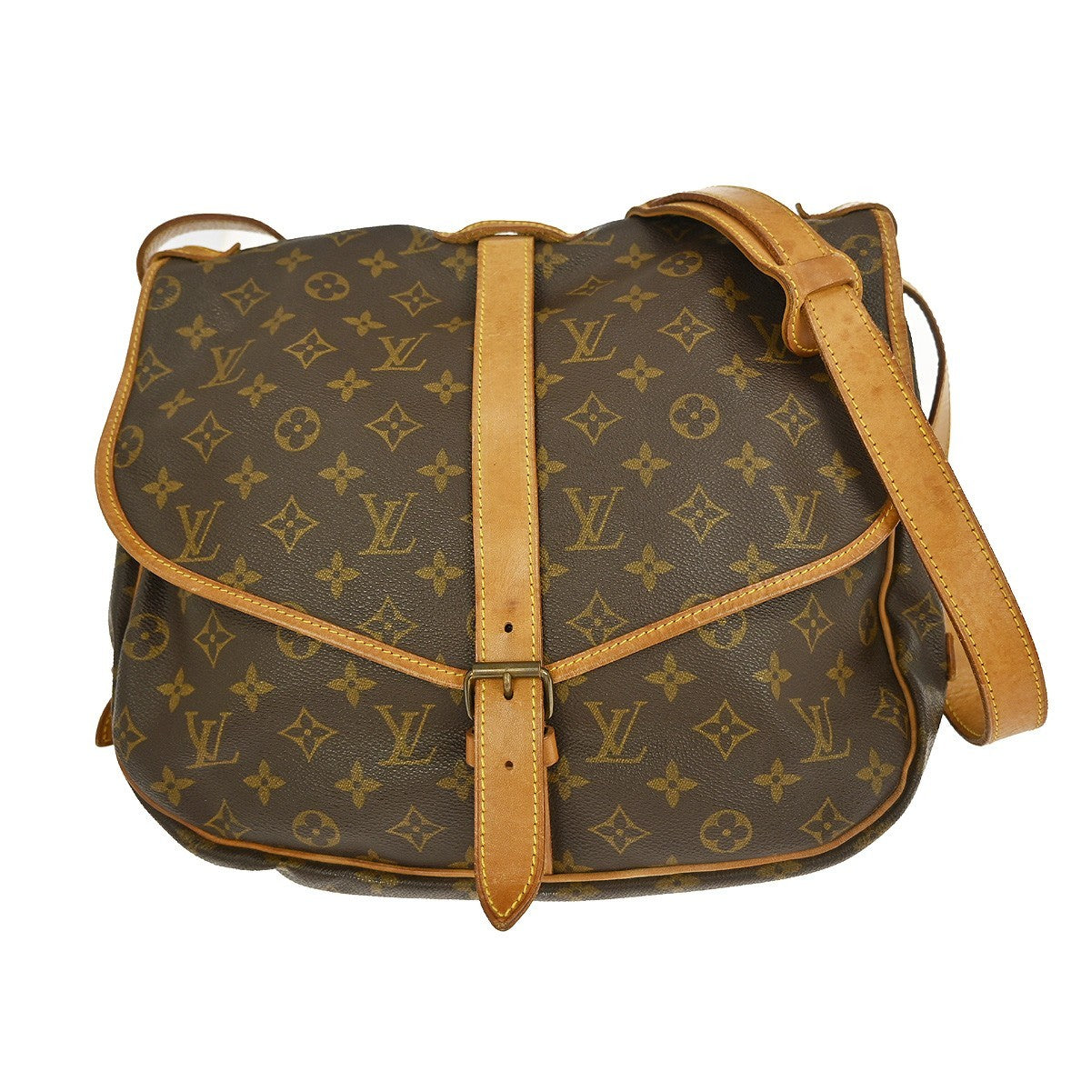 Louis Vuitton Saumur Handbag Monogram Canvas, BROWN, CANVAS, Shoulder bag