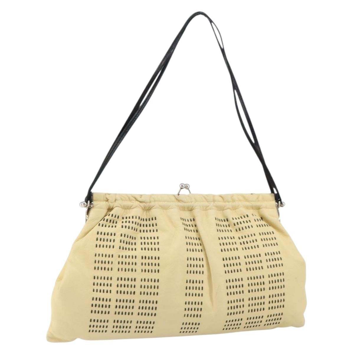 Miu Miu Kisslock Frame Top Handle Bag Leather, BEIGE, LEATHER, Shoulder bag