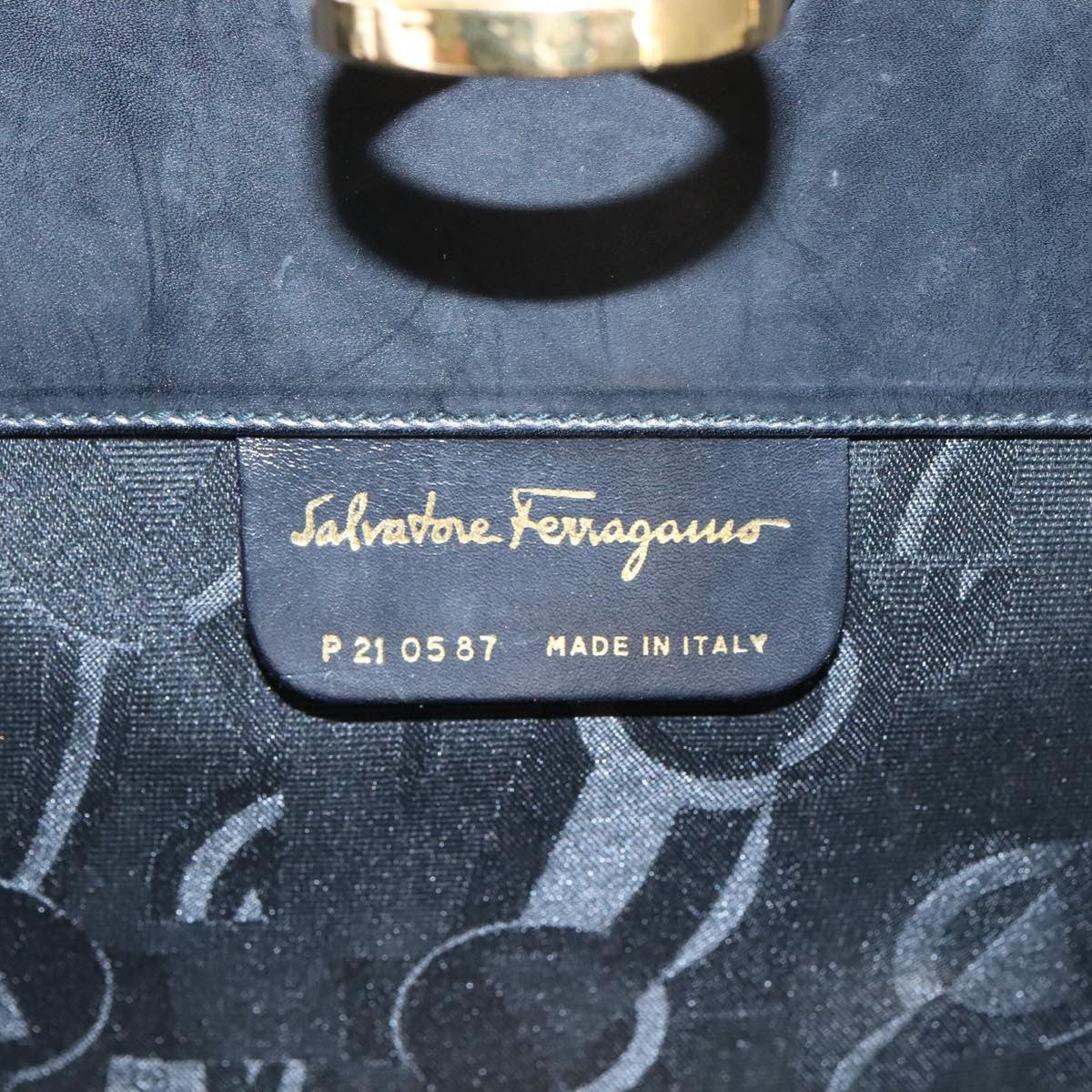 Salvatore Ferragamo Vintage Gancini Chain Shoulder Bag Leather, BLACK, LEATHER, Shoulder bag