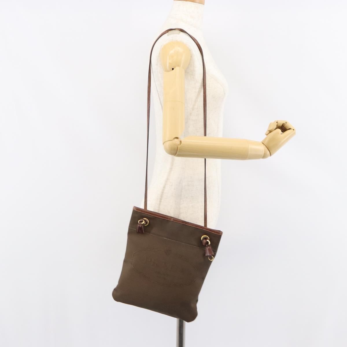 Prada Logo Flat Messenger Canvas, BROWN, CANVAS, Shoulder bag