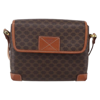 Celine Vintage Macadam Shoulder Bag Canvas and Leather, BROWN, CANVAS, Shoulder bag