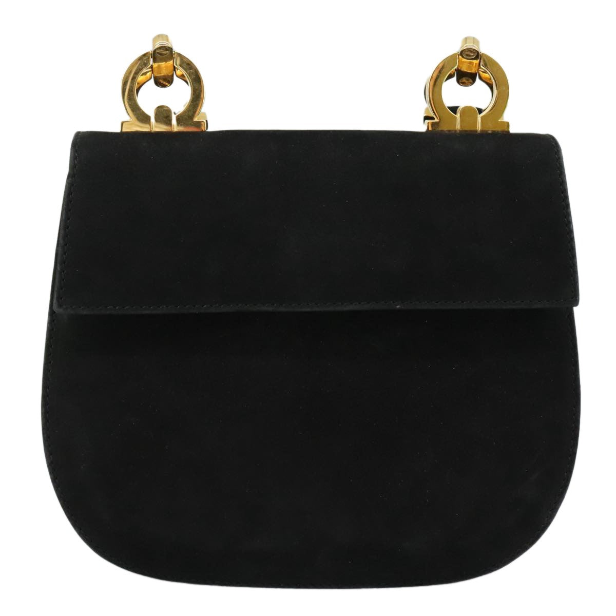 Salvatore Ferragamo Gancini Shoulder Bag Suede, BLACK, SUEDE, Shoulder bag
