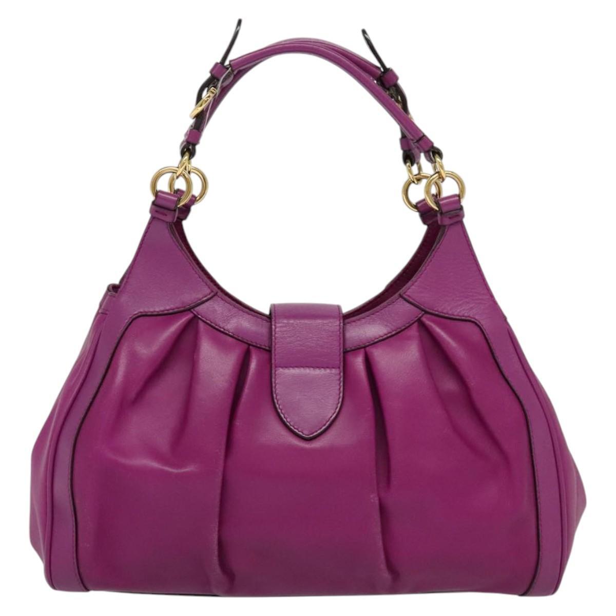 Salvatore Ferragamo Gancini Shoulder Bag Leather, PURPLE, LEATHER, Shoulder bag