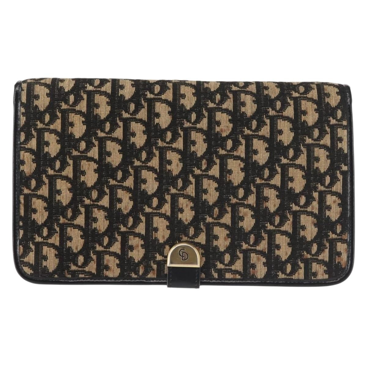 Christian Dior Vintage Trotter Shoulder Bag Canvas, NAVY, CANVAS, Shoulder bag