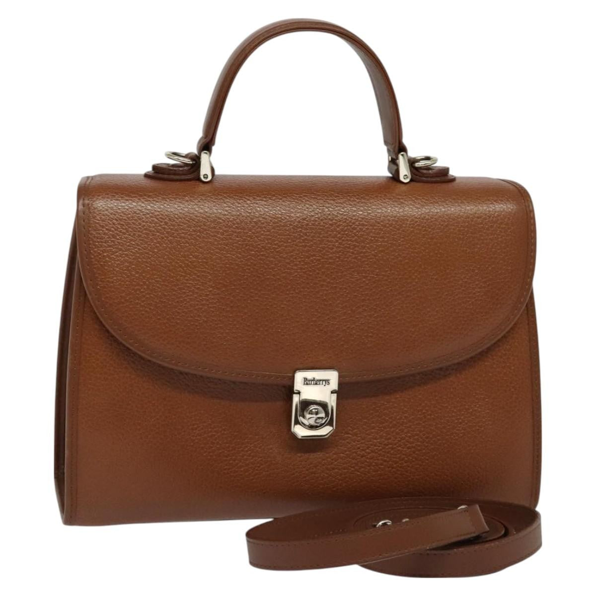 Burberry Vintage Handbag Leather, BROWN, LEATHER, Handbag