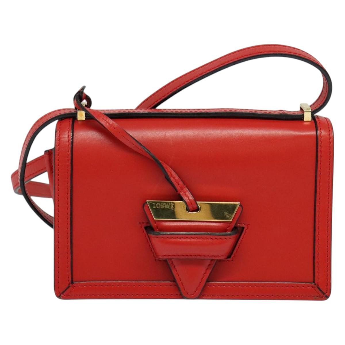 Loewe Barcelona Shoulder Bag Leather, RED, LEATHER, Shoulder bag