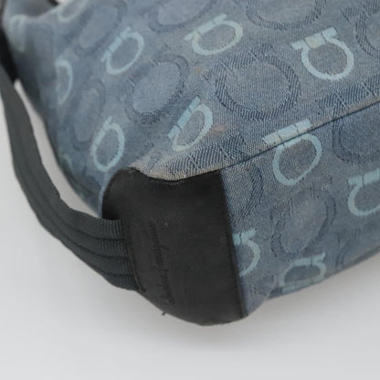 Salvatore Ferragamo Gancini Shoulder Bag Canvas, BLUE, CANVAS, Shoulder bag