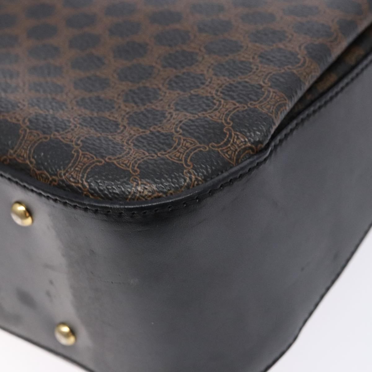 Celine Vintage Convertible Top Handle Bag Macadam Coated Canvas, BLACK, CANVAS, Handbag