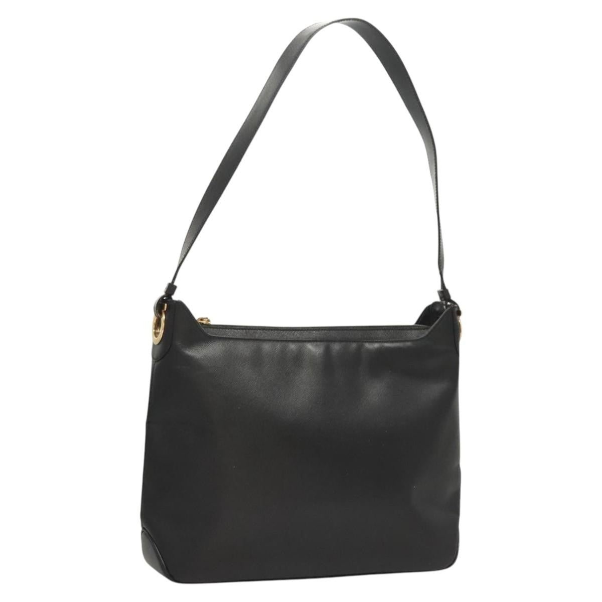 Salvatore Ferragamo Gancini Shoulder Bag Leather, BLACK, LEATHER, Shoulder bag