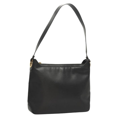 Salvatore Ferragamo Gancini Shoulder Bag Leather, BLACK, LEATHER, Shoulder bag