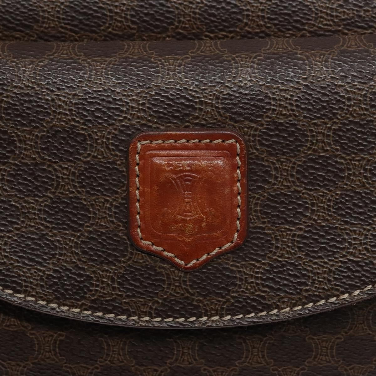 Celine Macadam Handbag Macadam with leather, BROWN, CANVAS, Handbag