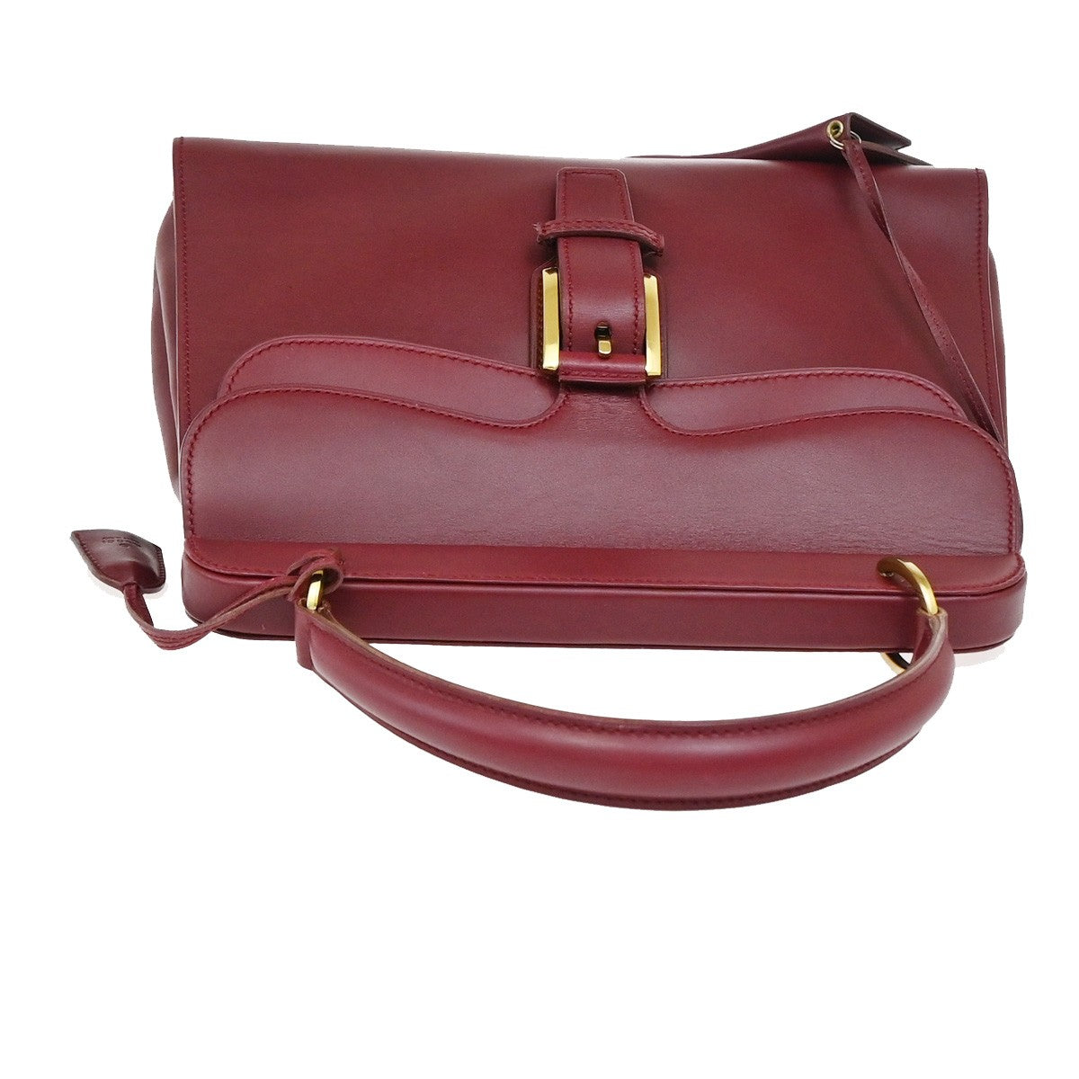 Gucci Belt Buckle Top Handle Bag Leather, RED, LEATHER, Handbag