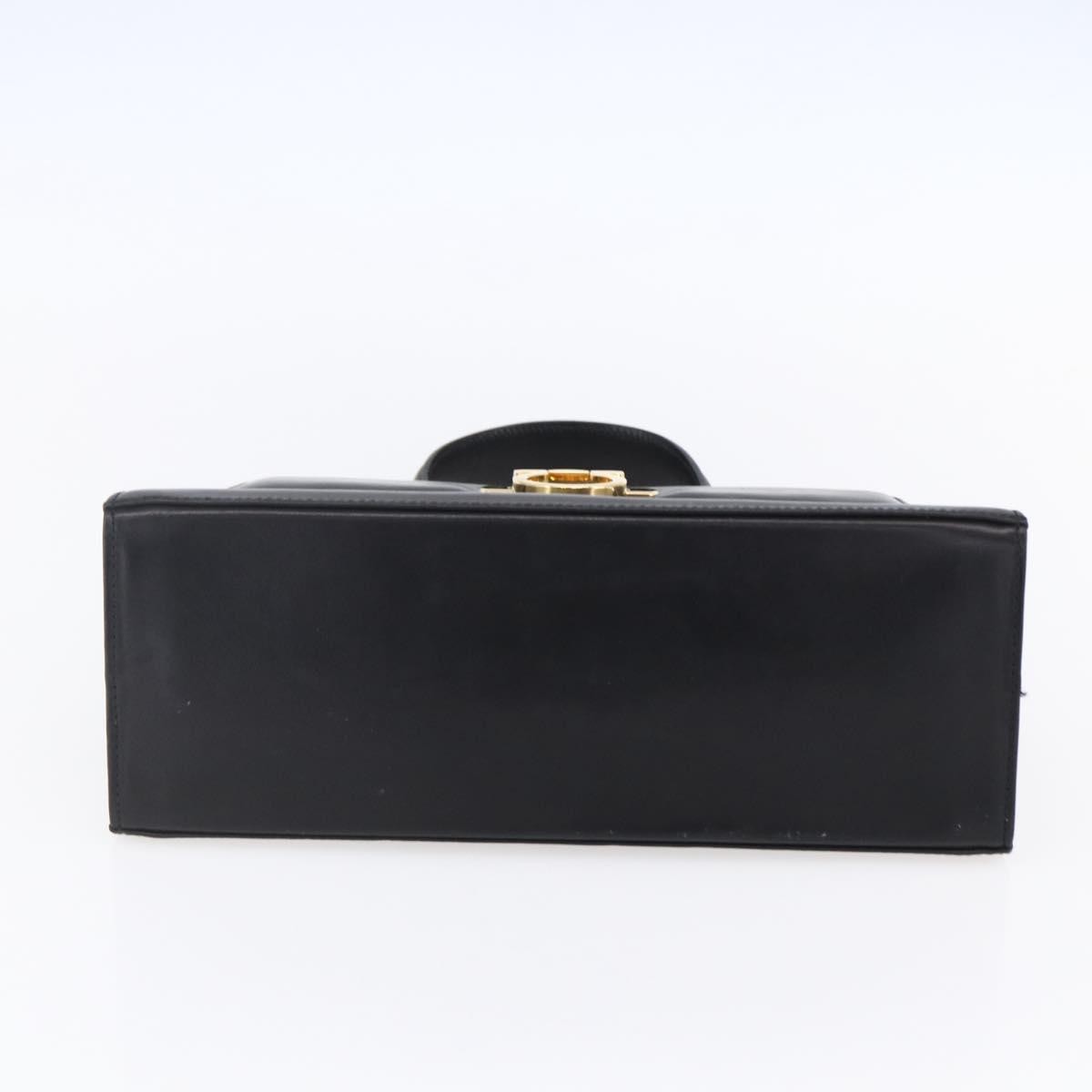 Salvatore Ferragamo Gancini handbag Leather, BLACK, LEATHER, Handbag