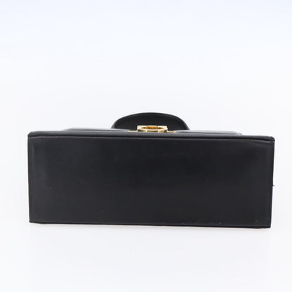 Salvatore Ferragamo Gancini handbag Leather, BLACK, LEATHER, Handbag