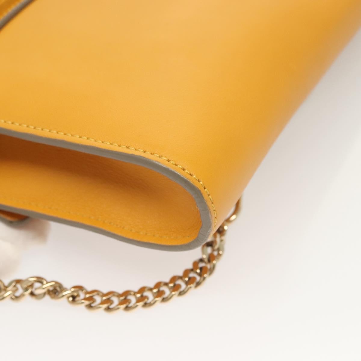 Chloe Faye Clutch Leather and Suede, YELLOW, LEATHER, Clutche & pouche