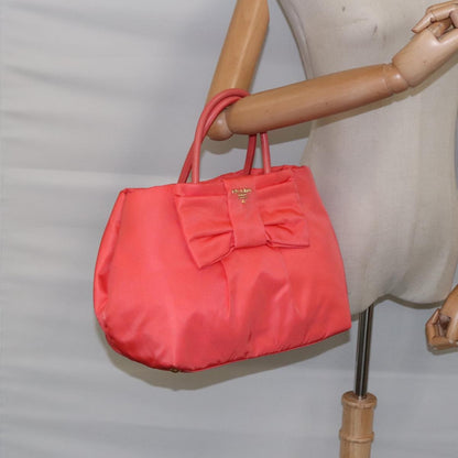Prada Bow Tote Tessuto, ORANGE, NYLON, Handbag