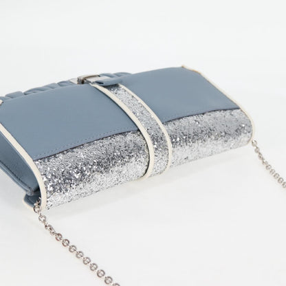 Miu Miu Madras Chain Clutch Matelasse Leather with Glitter, BLUE, LEATHER, Shoulder bag