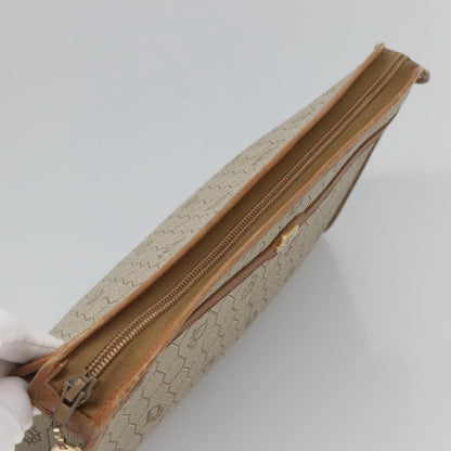 Christian Dior Vintage Honeycomb Zip Pouch Coated Canvas, BEIGE, CANVAS, Clutche & pouche