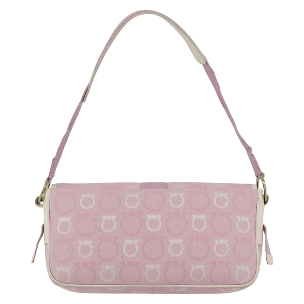 Salvatore Ferragamo Gancini Shoulder Bag Canvas, PINK, CANVAS, Shoulder bag