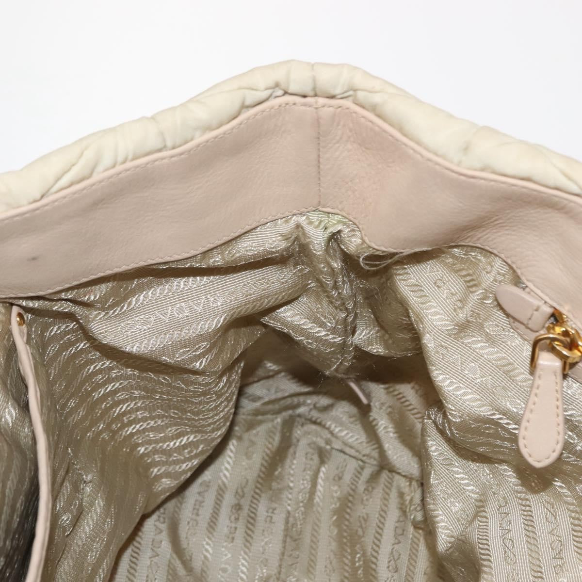 Prada Chain Front Zip Tote Quilted Tessuto, BEIGE, NYLON, Tote bag