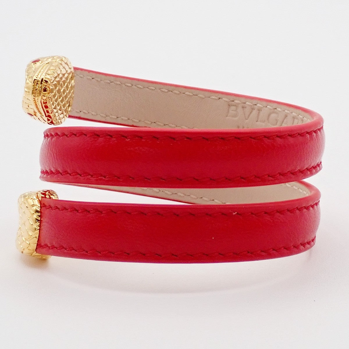 Bvlgari Serpenti Forever Double Wrap Bracelet Leather, RED, LEATHER, Bracelet