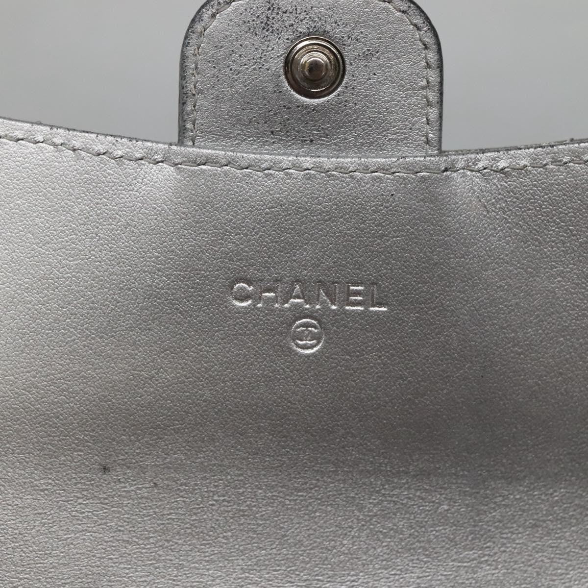 Chanel L-Flap Wallet Chevron Patent, SILVER, PATENT_LEATHER, Wallets