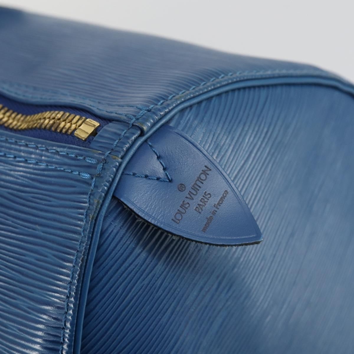 Louis Vuitton Keepall Bag Epi Leather, BLUE, LEATHER, Travel bag