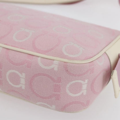 Salvatore Ferragamo Gancini Shoulder Bag Canvas, PINK, CANVAS, Shoulder bag