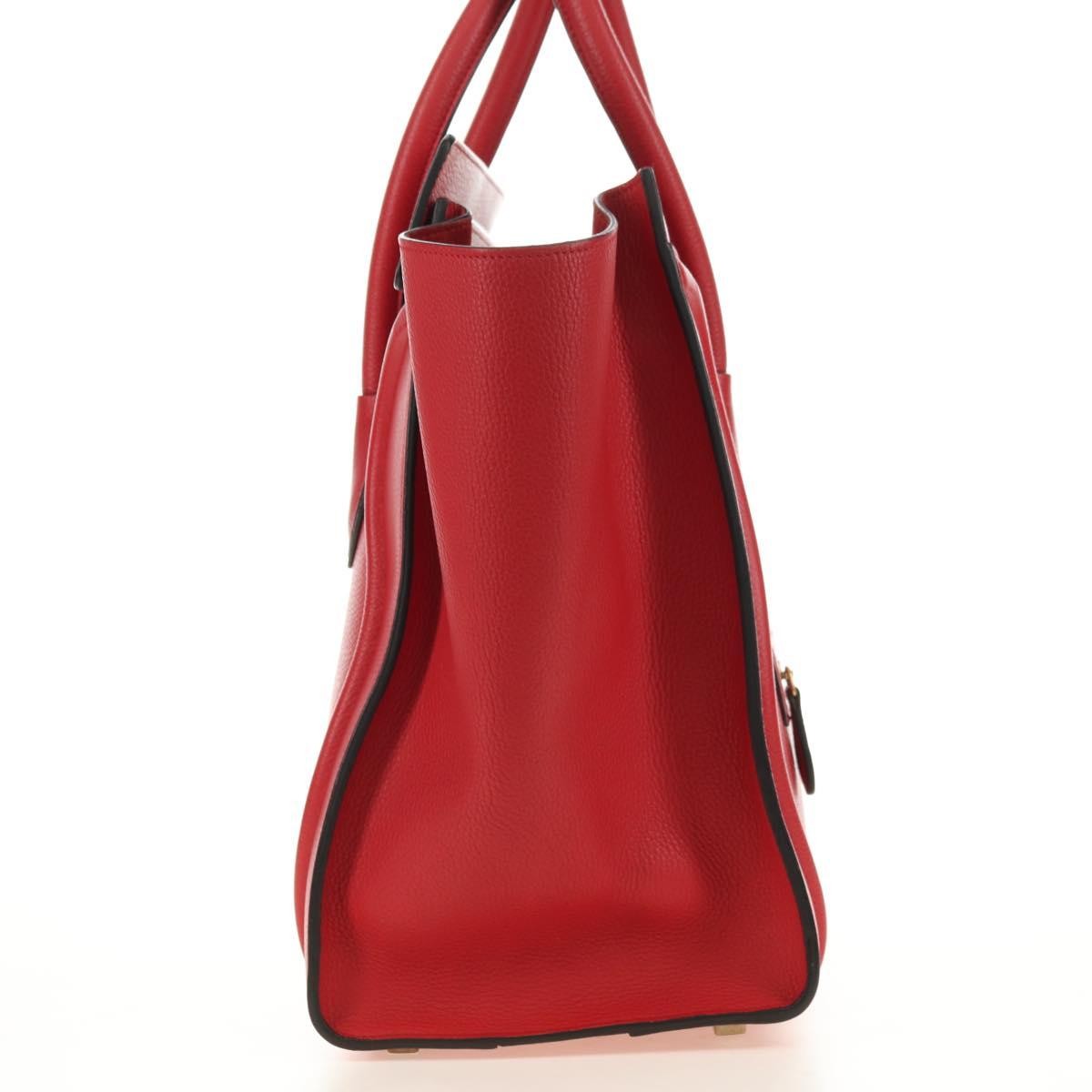 Celine Luggage Bag Grainy Leather, Red, Leather, Handbag