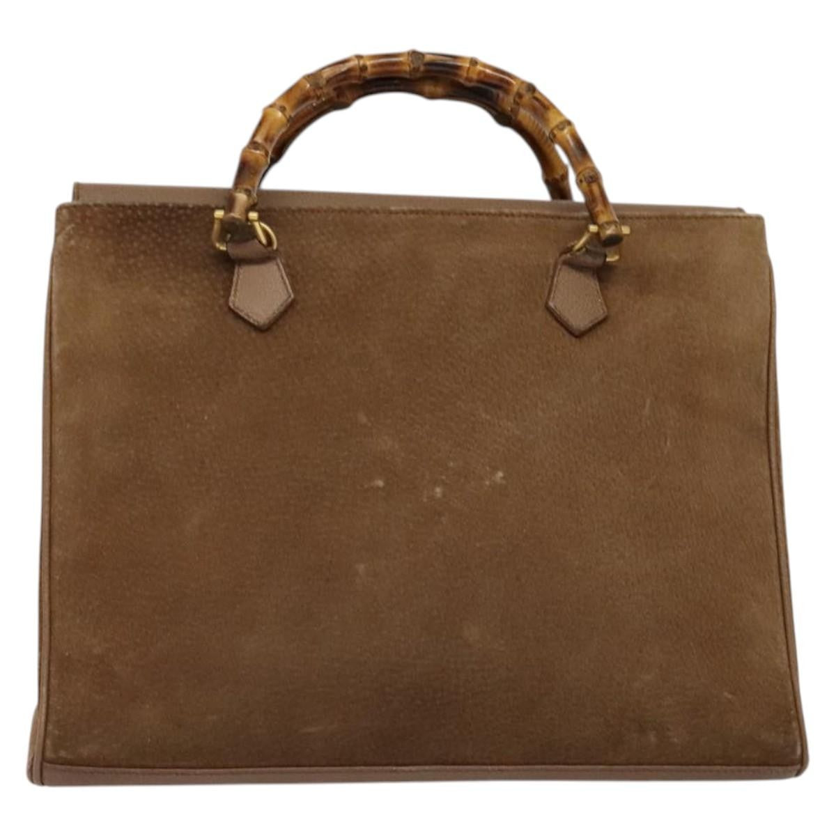 Gucci Bamboo Handle Tote Suede, BROWN, SUEDE, Tote bag