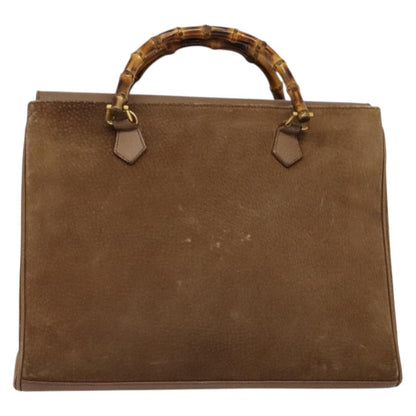 Gucci Bamboo Handle Tote Suede, BROWN, SUEDE, Tote bag