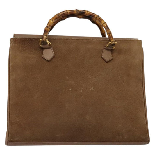 Gucci Bamboo Handle Tote Suede, BROWN, SUEDE, Tote bag