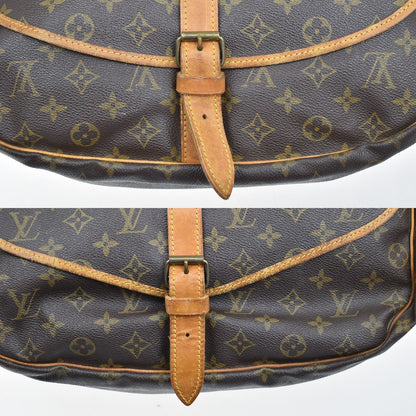 Louis Vuitton Saumur Handbag Monogram Canvas, BROWN, LEATHER, Shoulder bag