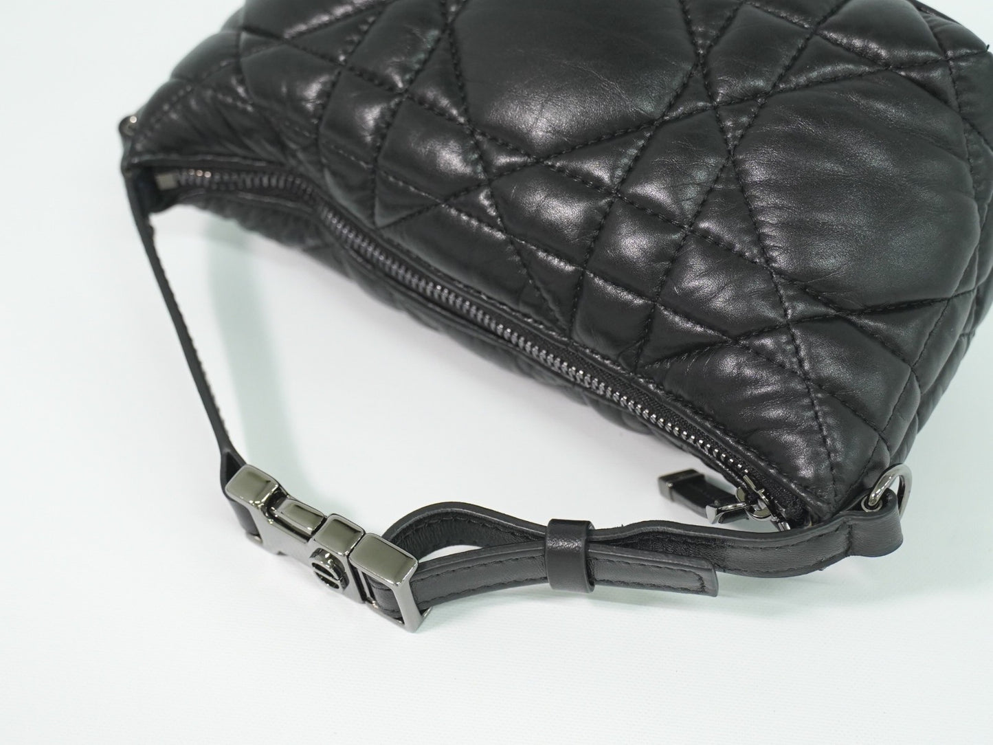Christian Dior DiorTravel Nomad Pouch Macrocannage Quilt Calfskin, Black, Leather, Clutch