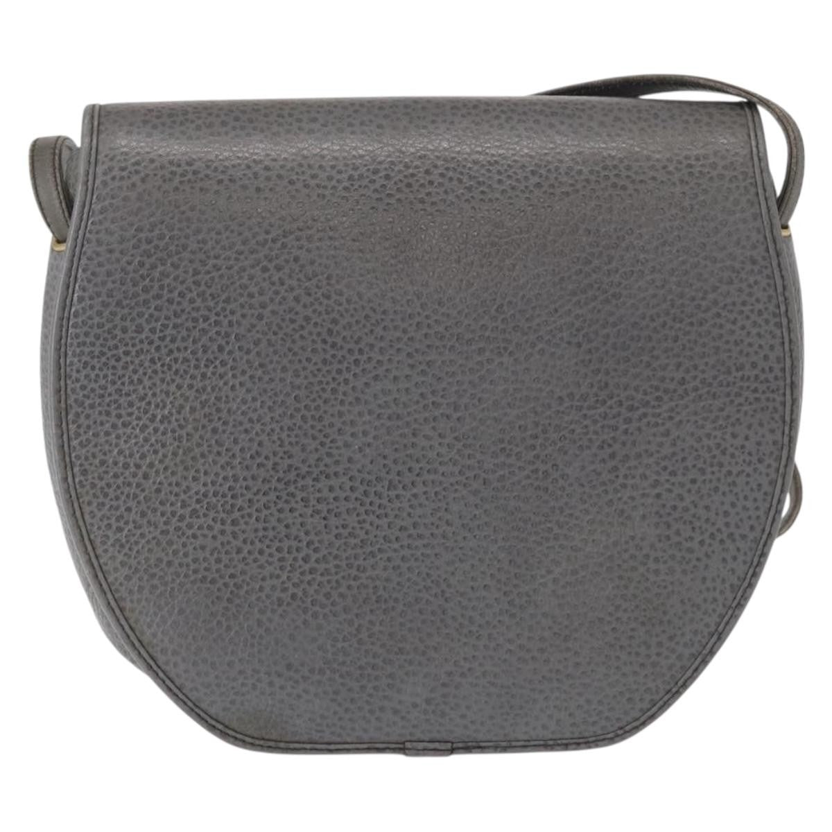 Christian Dior Vintage CD Logo Shoulder Bag Leather, GRAY, LEATHER, Shoulder bag