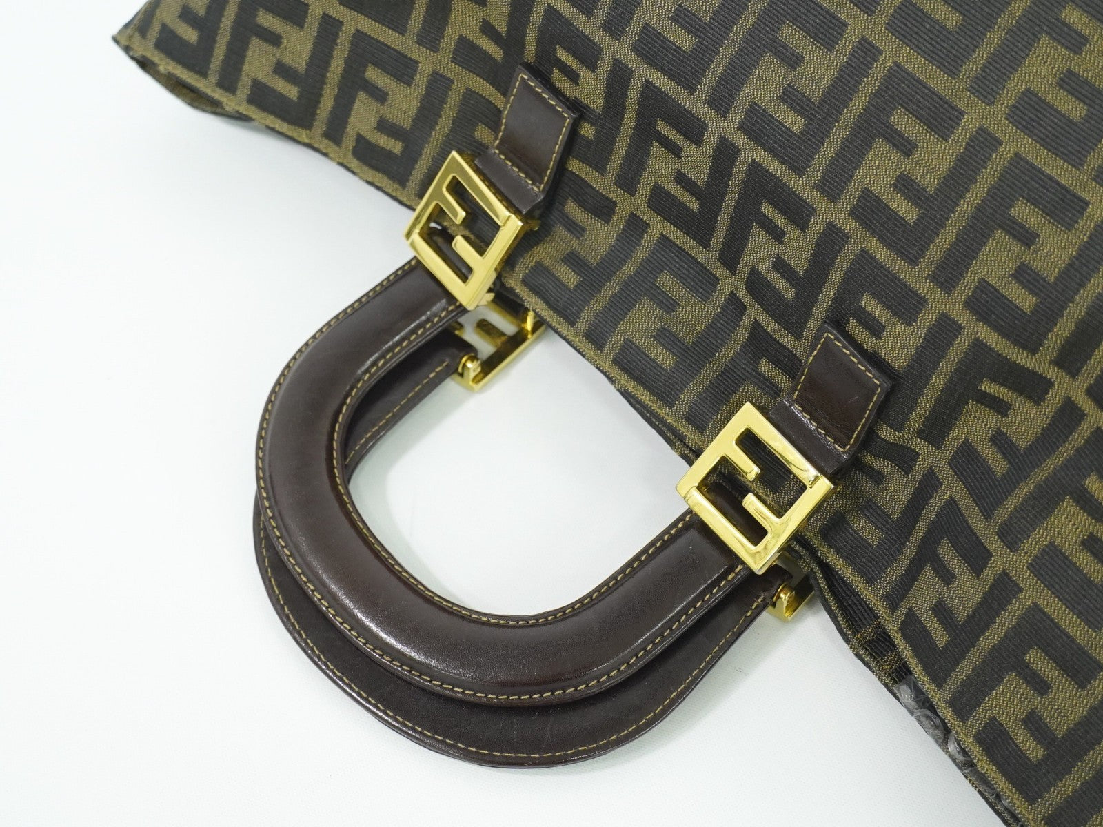 Fendi Vintage Zucca Handbag Zucca, BROWN, CANVAS, Handbag