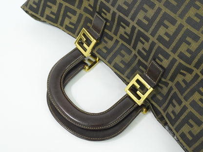 Fendi Vintage Zucca Handbag Zucca, BROWN, CANVAS, Handbag