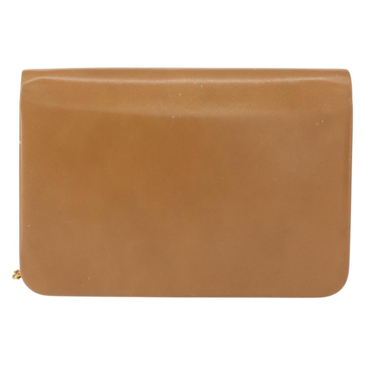 Christian Dior Vintage CD Chain Flap Shoulder Bag Leather, BEIGE, LEATHER, Shoulder bag