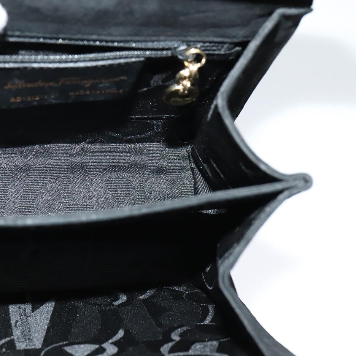 Salvatore Ferragamo Gancini Convertible Top Handle Bag Suede, BLACK, SUEDE, Handbag