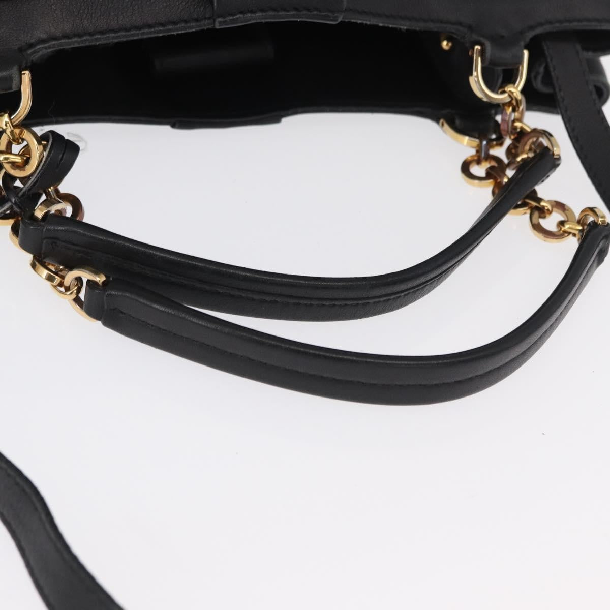 Salvatore Ferragamo W Chain Tote Leather, BLACK, LEATHER, Tote bag