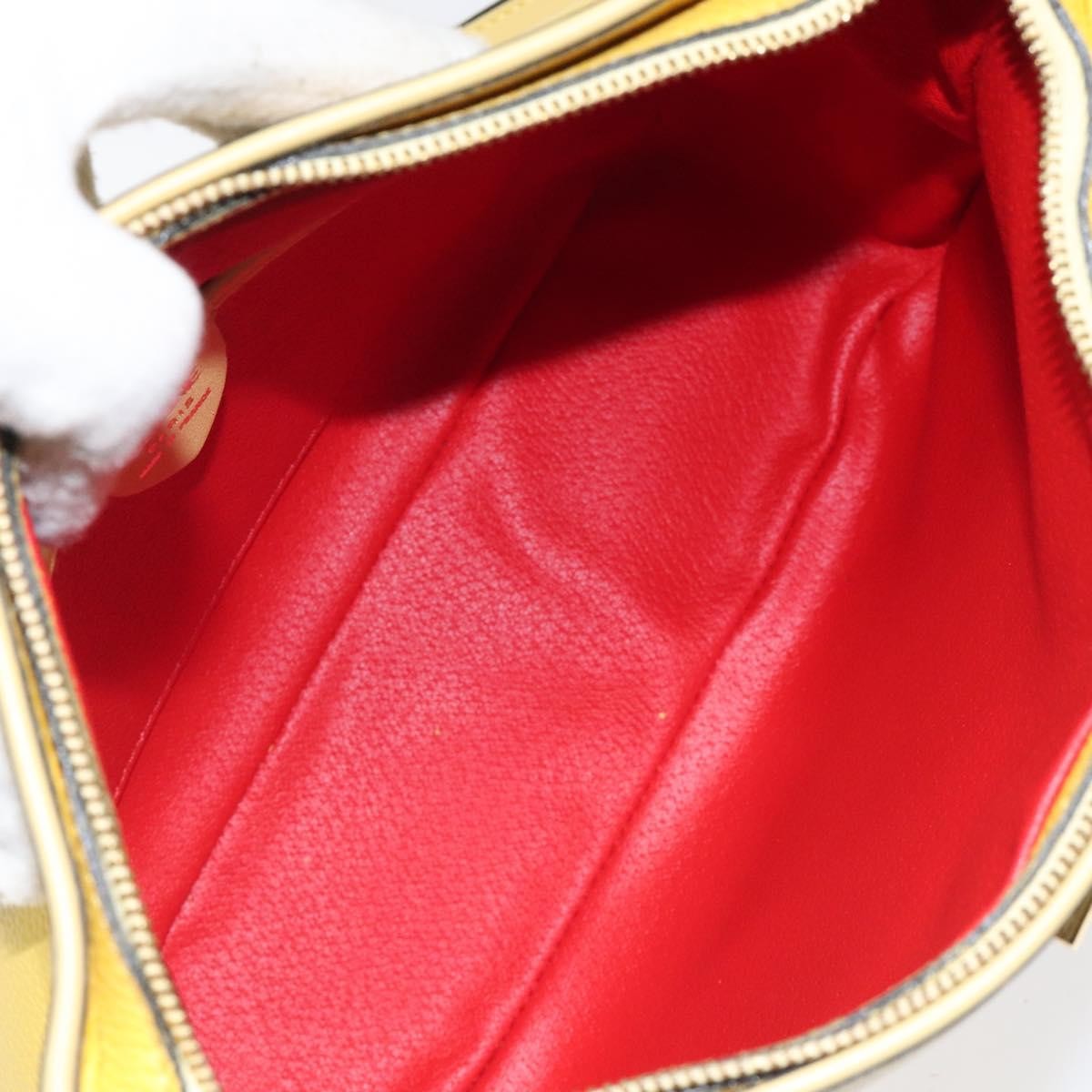 Celine Circle logo Leather, GOLD, LEATHER, Shoulder bag