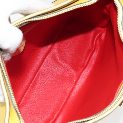 Celine Circle logo Leather, GOLD, LEATHER, Shoulder bag