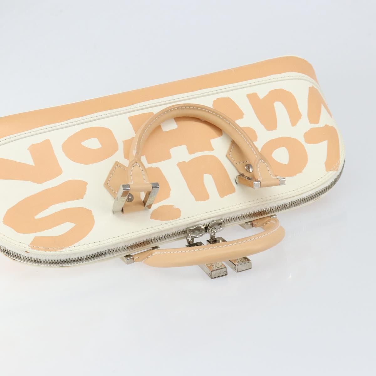 Louis Vuitton Alma Handbag Limited Edition Graffiti Leather, WHITE, CANVAS, Handbag