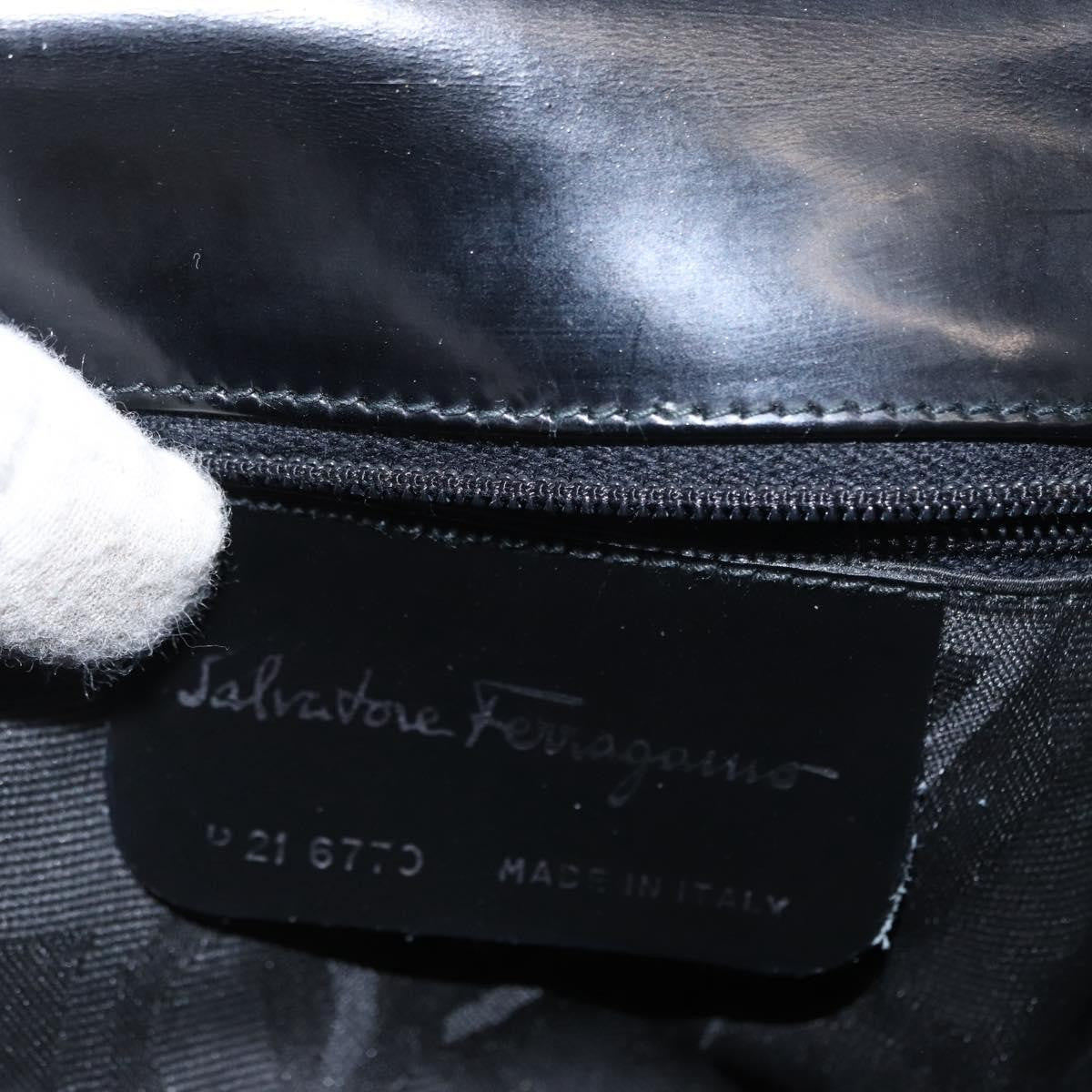 Salvatore Ferragamo Gancini handbag Leather, BLACK, LEATHER, Handbag