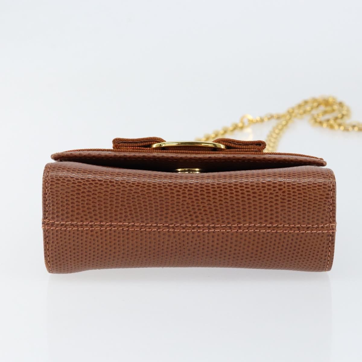 Salvatore Ferragamo Vala Shoulder Bag Embossed Leather, BROWN, LEATHER, Shoulder bag